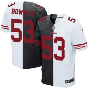 Nike 49ers #53 NaVorro Bowman Black White Men's Stitched NFL Elite Split Jersey
