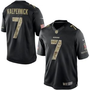 Nike 49ers #7 Colin Kaepernick Black Men's Stitched NFL Limited Salute to Service Jersey