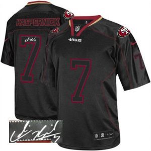 Nike 49ers #7 Colin Kaepernick Lights Out Black Men's Embroidered NFL Elite Autographed Jersey