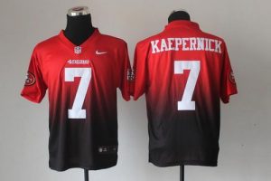 Nike 49ers #7 Colin Kaepernick Red Black Men's Embroidered NFL Elite Fadeaway Fashion Jersey