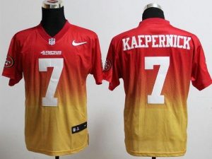 Nike 49ers #7 Colin Kaepernick Red Gold Men's Embroidered NFL Elite Fadeaway Fashion Jersey