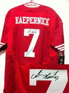 Nike 49ers #7 Colin Kaepernick Red Team Color Men's Embroidered NFL Elite Autographed Jersey