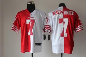 Nike 49ers #7 Colin Kaepernick Red White Men's Embroidered NFL Elite Split Jersey