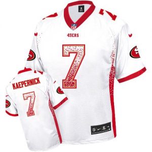 Nike 49ers #7 Colin Kaepernick White Men's Embroidered NFL Elite Drift Fashion Jersey