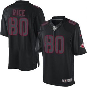 Nike 49ers #80 Jerry Rice Black Men's Embroidered NFL Impact Limited Jersey
