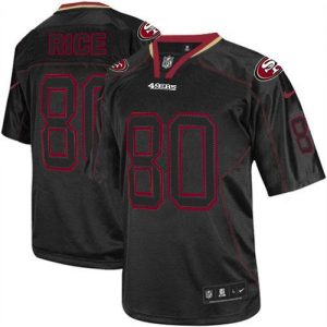Nike 49ers #80 Jerry Rice Lights Out Black Men's Embroidered NFL Elite Jersey