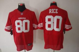 Nike 49ers #80 Jerry Rice Red Team Color Men's Embroidered NFL Elite Jersey