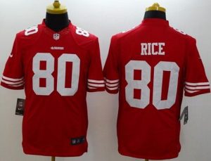 Nike 49ers #80 Jerry Rice Red Team Color Men's Stitched NFL Limited Jersey