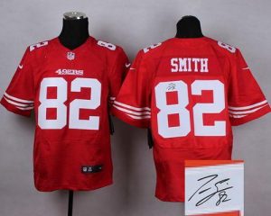 Nike 49ers #82 Torrey Smith Red Team Color Men's Stitched NFL Elite Autographed Jersey