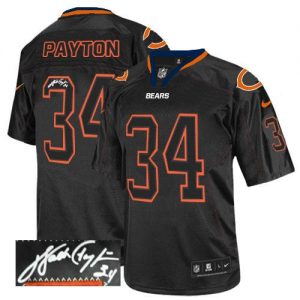 Nike Bears #34 Walter Payton Lights Out Black Men's Embroidered NFL Elite Autographed Jersey