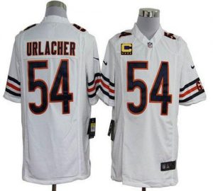 Nike Bears #54 Brian Urlacher White With C Patch Men's Embroidered NFL Game Jersey