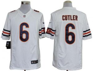 Nike Bears #6 Jay Cutler White Men's Embroidered NFL Limited Jersey