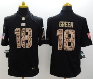 Nike Bengals #18 A.J. Green Black Men's Stitched NFL Limited Salute to Service Jersey