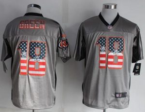 Nike Bengals #18 A.J. Green Grey Men's Stitched NFL Elite USA Flag Fashion Jersey