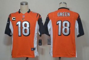 Nike Bengals #18 A.J. Green Orange Alternate With C Patch Men's Embroidered NFL Game Jersey