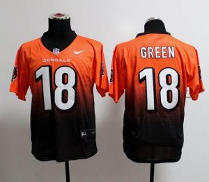 Nike Bengals #18 A.J. Green Orange Black Men's Embroidered NFL Elite Fadeaway Fashion Jersey
