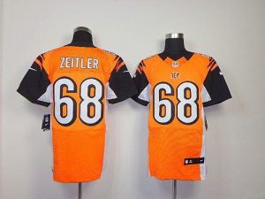 Nike Bengals #68 Kevin Zeitler Orange Alternate Men's Embroidered NFL Elite Jersey