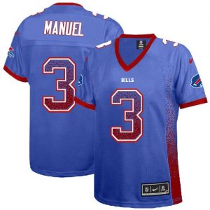 Nike Bills #3 E. J. Manuel Royal Blue Team Color Women's Embroidered NFL Elite Drift Fashion Jersey