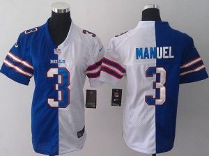 Nike Bills #3 E. J. Manuel Royal Blue White Women's Embroidered NFL Elite Split Jersey
