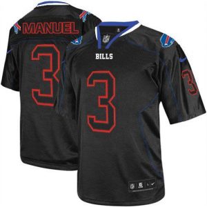 Nike Bills #3 EJ Manuel Lights Out Black Men's Embroidered NFL Elite Jersey