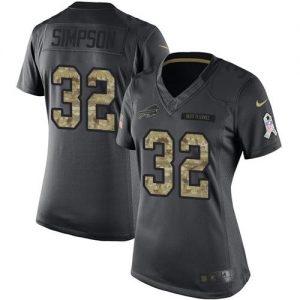 Nike Bills #32 O. J. Simpson Black Women's Stitched NFL Limited 2016 Salute to Service Jersey