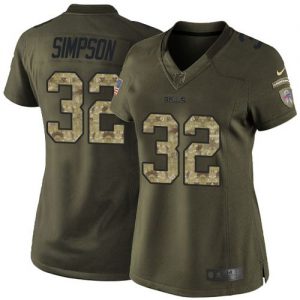 Nike Bills #32 O. J. Simpson Green Women's Stitched NFL Limited Salute to Service Jersey
