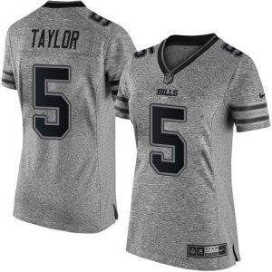 Nike Bills #5 Tyrod Taylor Gray Women's Stitched NFL Limited Gridiron Gray Jersey