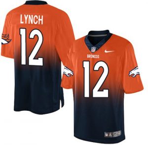 Nike Broncos #12 Paxton Lynch Orange Navy Blue Men's Stitched NFL Elite Fadeaway Fashion Jersey