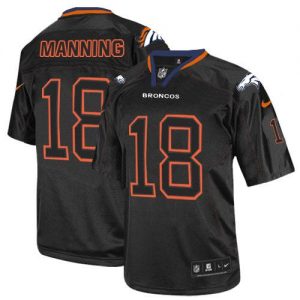 Nike Broncos #18 Peyton Manning Lights Out Black Men's Embroidered NFL Elite Jersey