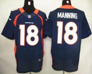 Nike Broncos #18 Peyton Manning Navy Blue Men's Embroidered NFL Elite Jersey