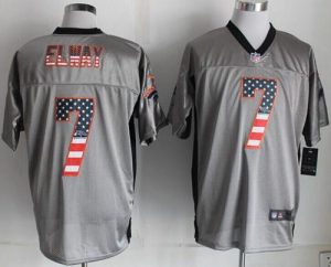 Nike Broncos #7 John Elway Grey Men's Stitched NFL Elite USA Flag Fashion Jersey