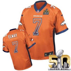 Nike Broncos #7 John Elway Orange Team Color Super Bowl 50 Men's Stitched NFL Elite Drift Fashion Jersey