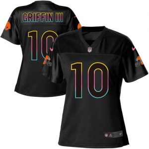 Nike Browns #10 Robert Griffin III Black Women's NFL Fashion Game Jersey