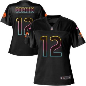 Nike Browns #12 Josh Gordon Black Women's NFL Fashion Game Jersey