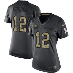 Nike Browns #12 Josh Gordon Black Women's Stitched NFL Limited 2016 Salute to Service Jersey