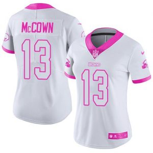 Nike Browns #13 Josh McCown White Pink Women's Stitched NFL Limited Rush Fashion Jersey