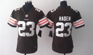 Nike Browns #23 Joe Haden Brown Team Color Women's Embroidered NFL Elite Jersey