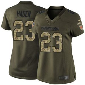 Nike Browns #23 Joe Haden Green Women's Stitched NFL Limited Salute to Service Jersey