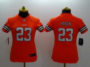 Nike Browns #23 Joe Haden Orange Alternate Women's Stitched NFL Limited Jersey