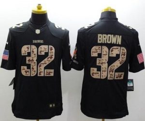 Nike Browns #32 Jim Brown Black Men's Stitched NFL Limited Salute to Service Jersey