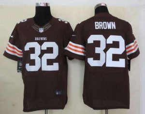 Nike Browns #32 Jim Brown Brown Team Color Men's Embroidered NFL Elite Jersey