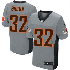 Nike Browns #32 Jim Brown Grey Shadow Men's Stitched NFL Elite Jersey
