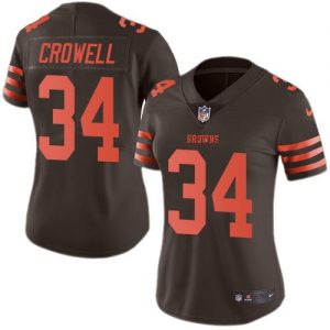 Nike Browns #34 Isaiah Crowell Brown Women's Stitched NFL Limited Rush Jersey