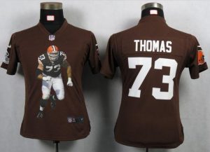 Nike Browns #73 Joe Thomas Brown Team Color Women's Portrait Fashion NFL Game Jersey