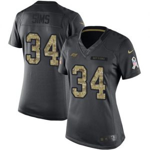 Nike Buccaneers #34 Charles Sims Black Women's Stitched NFL Limited 2016 Salute to Service Jersey