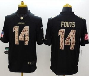 Nike Chargers #14 Dan Fouts Black Men's Stitched NFL Limited Salute to Service Jersey