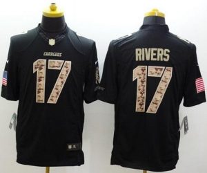 Nike Chargers #17 Philip Rivers Black Men's Stitched NFL Limited Salute to Service Jersey