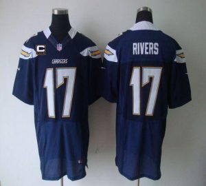 Nike Chargers #17 Philip Rivers Navy Blue Team Color With C Patch Men's Embroidered NFL Elite Jersey