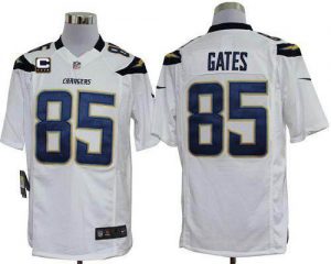 Nike Chargers #85 Antonio Gates White With C Patch Men's Embroidered NFL Game Jersey