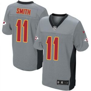 Nike Chiefs #11 Alex Smith Grey Shadow Men's Embroidered NFL Elite Jersey